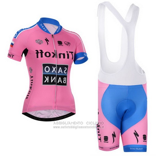 2015 Abbigliamento Ciclismo Donne Saxo Bank Fuxia Manica Corta e Salopette